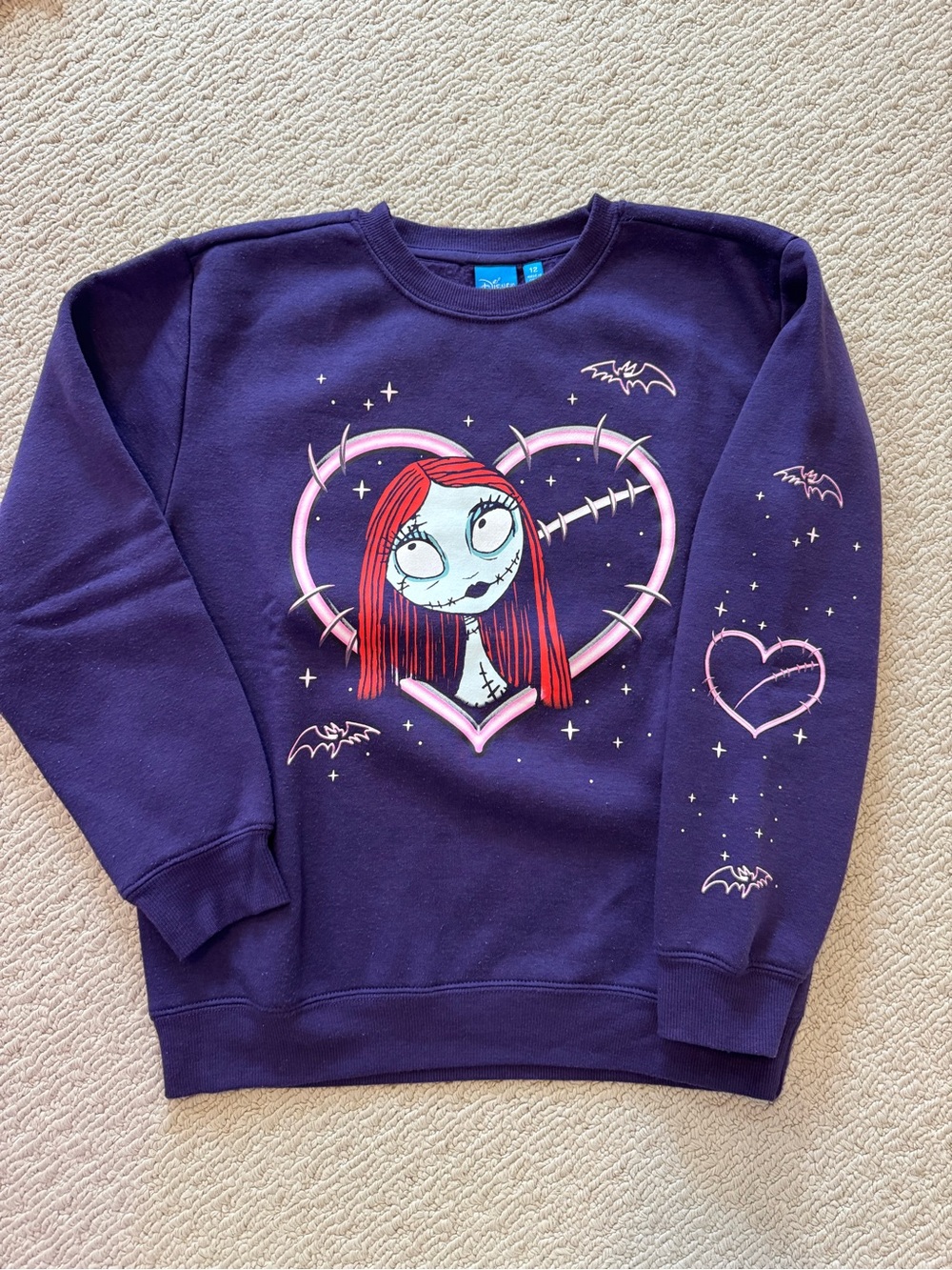 Disney Girls' Purple Nightmare Heart Pullover with Red-Head Character